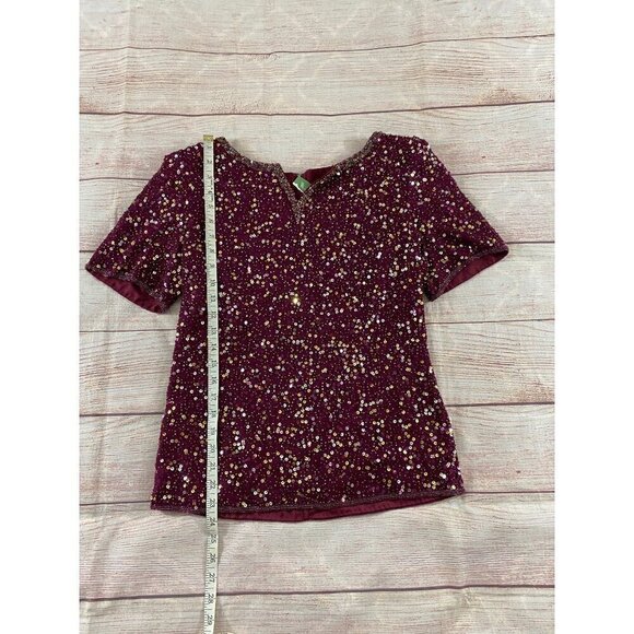 Vintage Deadstock Scala Burgundy Sequin Covered Top - NWT - Small - Picture 2 of 9